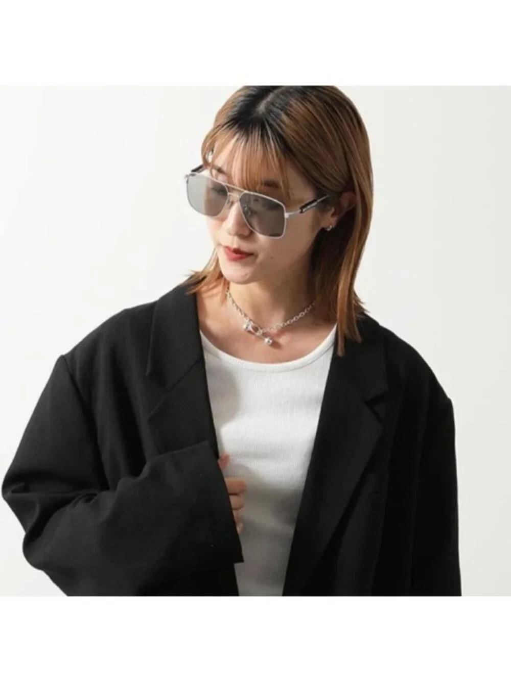 Balenciaga BB0116SA 001 Sunglasses Dark Ruthenium Square Frame, Black Lenses